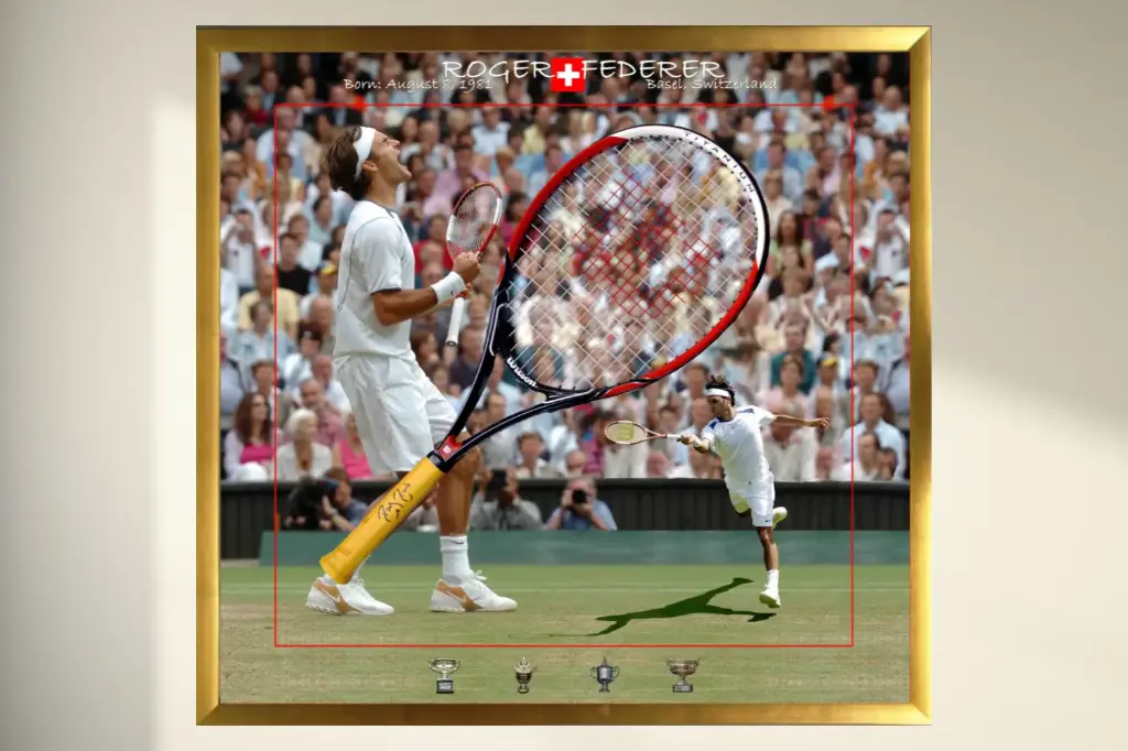 [MEM00149] Roger Federer Signed & Framed Racket